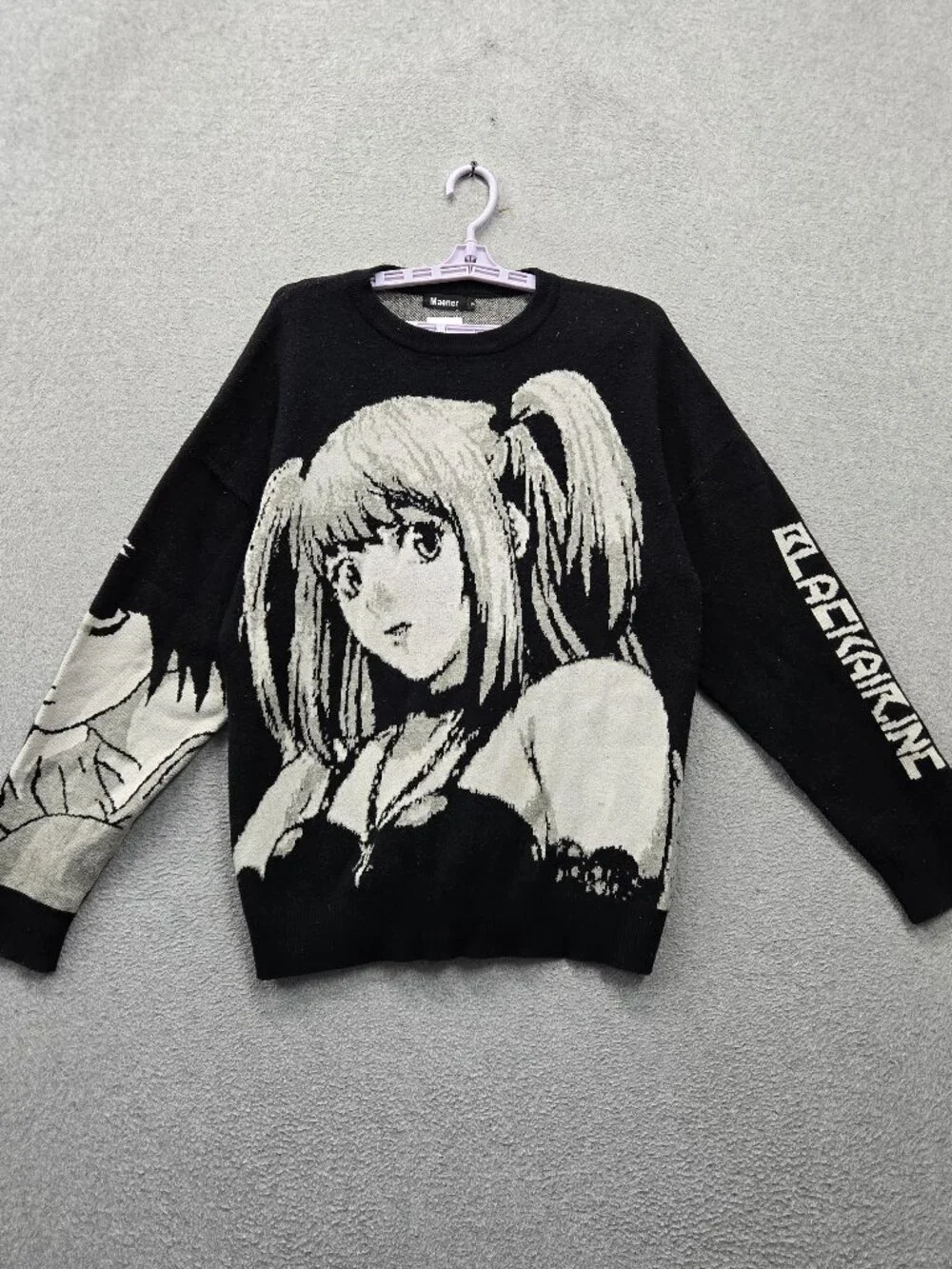 Death Note Men Sweater S Black Misa Amane Knit Pullover Unisex Anime Crew Neck